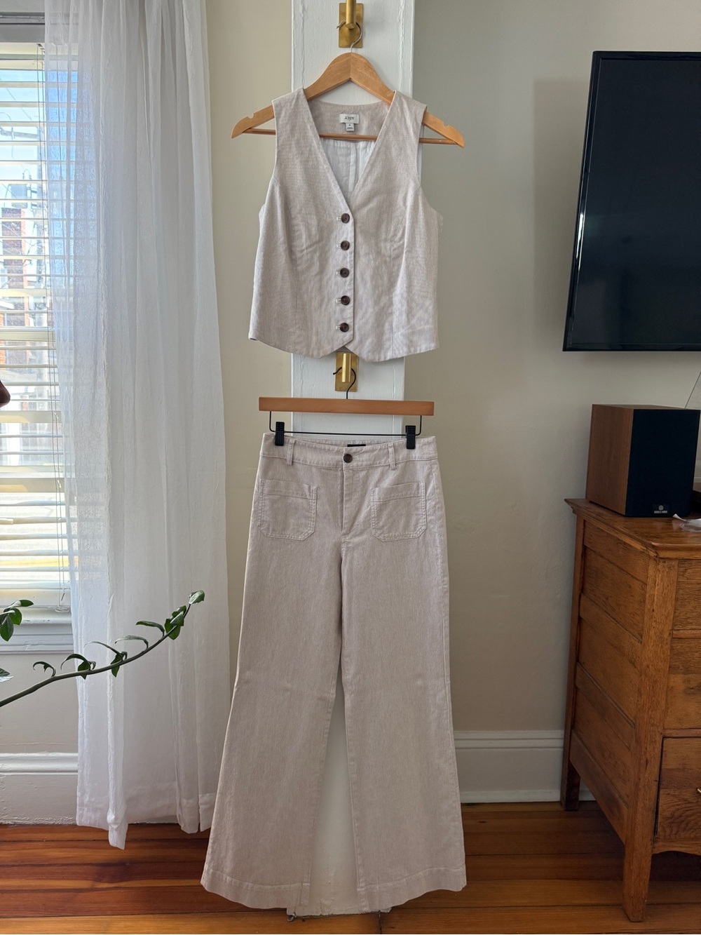 J.Crew Size 0/25 Matching Vest & Lizzie Wide Leg Pants Set